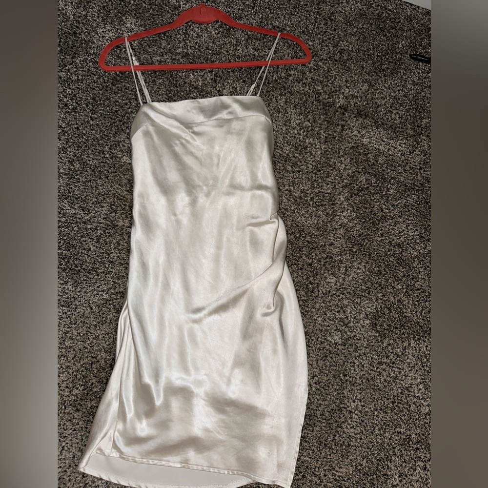 White silk mini dress